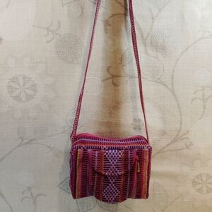 Elegant Woven Crossbody Bag in Purple and Red